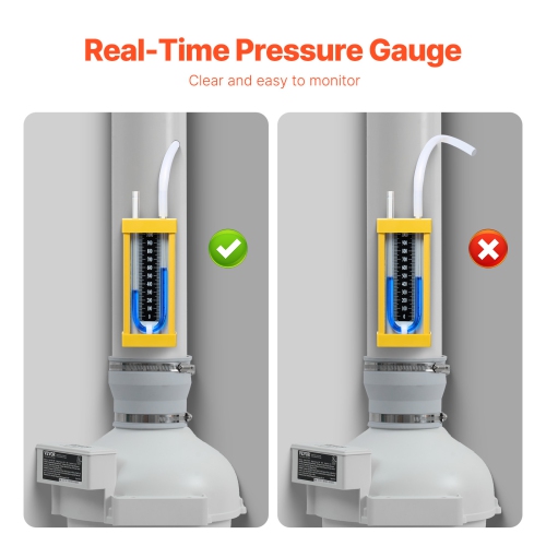 VEVOR 4-4.5 Inch Radon Fan Installation Kit, 260CFM Quiet Mitigation System, with 2 couplers, pressure indicator, Waterproof inline duct/exhaust fan