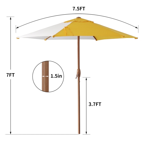 Parasol de patio droit multicolore 7.5&nbsp;pi d'Ainfox, jaune et blanc, sans base de parasol