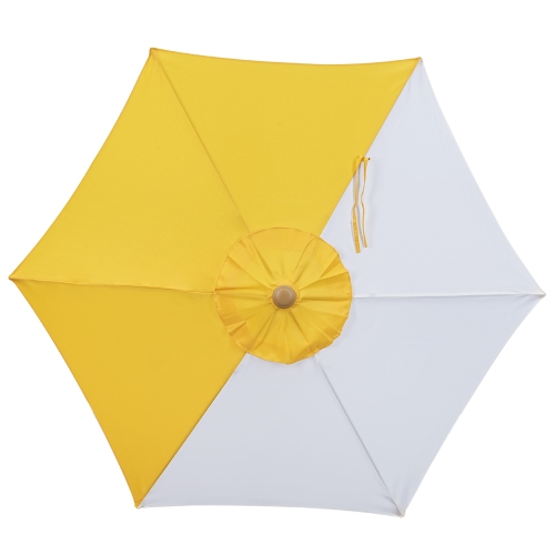 Parasol de patio droit multicolore 7.5&nbsp;pi d'Ainfox, jaune et blanc, sans base de parasol