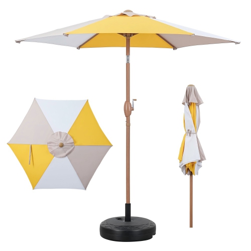 7.5&nbsp;pi Parasol de patio inclinable couleur contrastante jaune et blanc d'Ainfox sans base de parasol