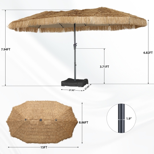 Parasol de table d'extérieur Tiki d'Ainfox 13&nbsp;pi avec lumières DEL