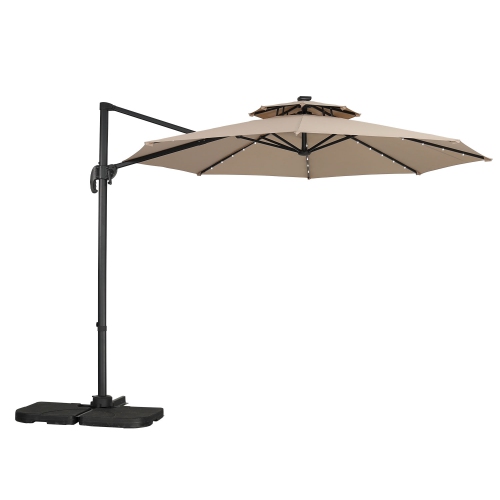 Parasol de patio en porte-à-faux 10&nbsp;pi d'Ainfox avec lumières DEL