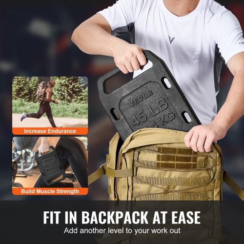 VEVOR 45LB Cast Iron Ruck Weight, Single Ruck Plate – for Rucking, Solid Ruck Plate Weight for Rucking, Swings, Squat, Strength Training,