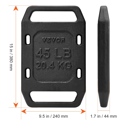 VEVOR 45LB Cast Iron Ruck Weight, Single Ruck Plate – for Rucking, Solid Ruck Plate Weight for Rucking, Swings, Squat, Strength Training,
