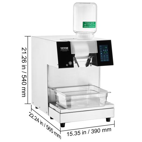 VEVOR 397LBS/24H Commercial Snowflake Ice Machine, Stainless Steel Ice Shaver Machine, Electric Snow Cone Maker, Liquid Cooling System for Rapid Heat
