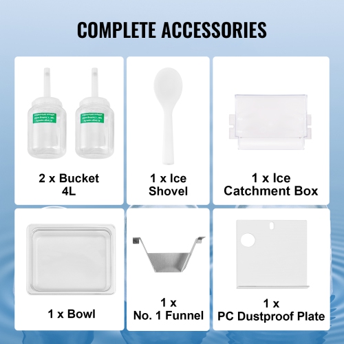 VEVOR 397LBS/24H Commercial Snowflake Ice Machine, Stainless Steel Ice Shaver Machine, Electric Snow Cone Maker, Air Cooling System for Rapid Heat