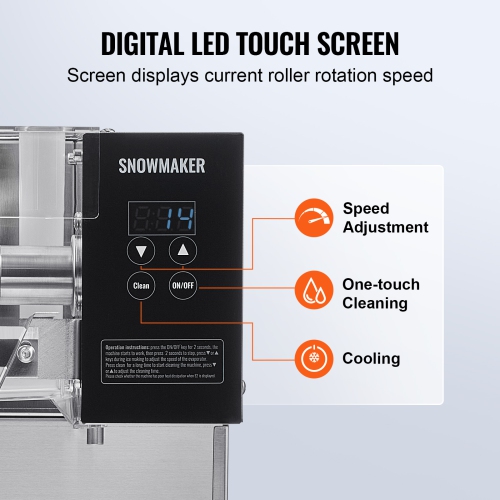 VEVOR 176.4LBS/24H Commercial Snowflake Ice Machine, Stainless Steel Ice Shaver Machine, Electric Snow Cone Maker, Air Cooling System for Rapid Heat