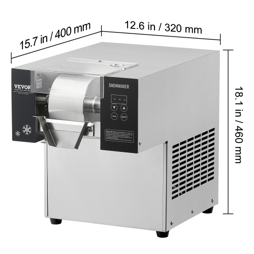 VEVOR 176.4LBS/24H Commercial Snowflake Ice Machine, Stainless Steel Ice Shaver Machine, Electric Snow Cone Maker, Air Cooling System for Rapid Heat