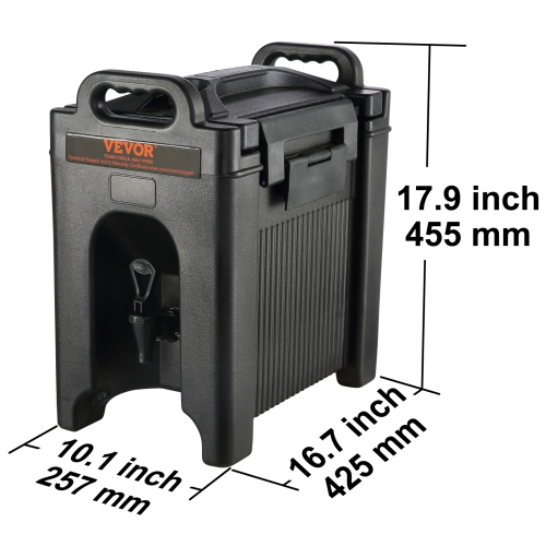 VEVOR Insulated Beverage Dispenser, 2.5 Gallon, Food-grade LDPE Hot and Cold Beverage Server, Thermal Drink Dispenser Cooler with 0.9 in PU Layer