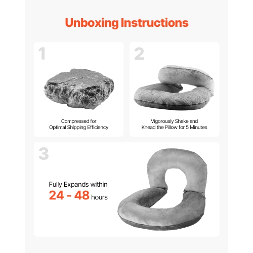 VEVOR Reading Pillow, Large Size U-Shaped Sitting up Pillow, Washable Bed Pillow with Soft Velvet, Bed Rest Back Pillow, Ideal for Reading, Gaming,