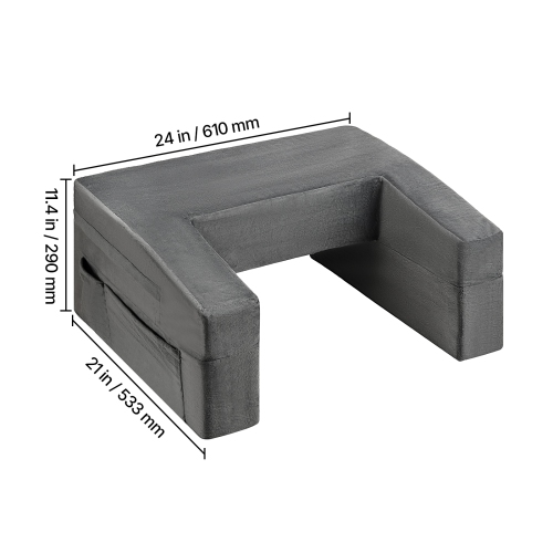 VEVOR 2 Pockets Reading Pillow, Lap Desk Pillow with Washable Cloth, Large Bed Pillow with Cup Holder, Memory Foam Bed Rest for Reading, Gaming,