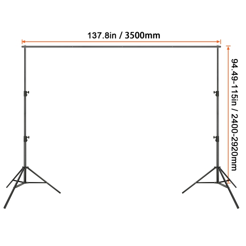 VEVOR 12 x 10 ft Heavy Duty Backdrop Stand, Height Adjustable Photography Backdrop Stand, Background Support System with 6 Clamps and A Carry Bag,