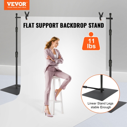 VEVOR 10ft x 10ft Pipe and Drape Kit, Heavy Duty Backdrop Stand with Carbon Steel Base, Adjustable Backdrop Support with 6 Clamps and A Carry Bag for
