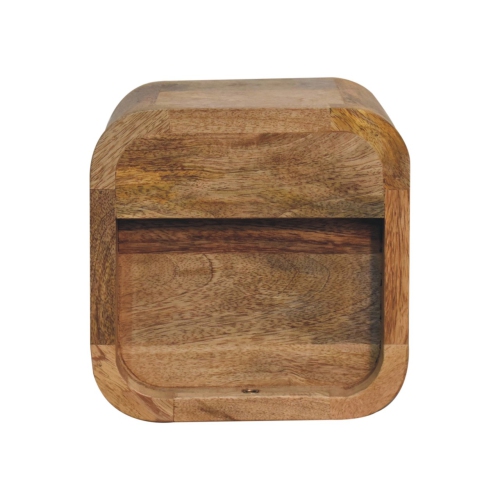 Artisan Furniture Solid Wood Extra Mini Curved Oak-ish Bedside with Open Slot