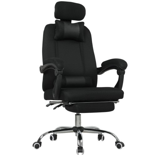 Fauteuil de direction Vinsetto, fauteuil de bureau ergonomique pivotant en filet à dossier haut avec appuie-tête et accoudoirs pivotants, soutien