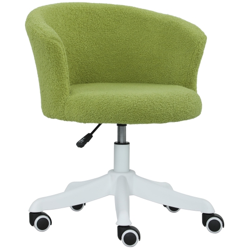 VINSETTO  Armless Office Chair, Fluffy Computer Desk Chair With Adjustable Height, Swivel Wheels, Mid Back, Light In Green