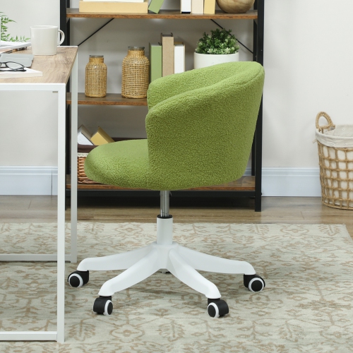 Vinsetto Armless Office Chair, Fluffy Computer Desk Chair with Adjustable Height, Swivel Wheels, Mid Back, Light Green