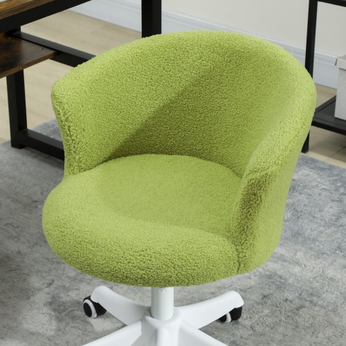 Vinsetto Armless Office Chair, Fluffy Computer Desk Chair with Adjustable Height, Swivel Wheels, Mid Back, Light Green