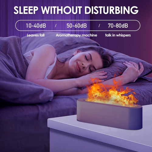 Essential Oil Diffuser with Fireplace Flame Effect, 150ml Cool Mist Humidifier, USB Rechargeable, 7 Color Lights (White)