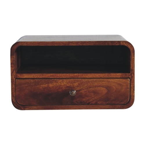 ARTISAN FURNITURE  Solid Wood Large Chestnut Curve Upper Slot Floating Bedside