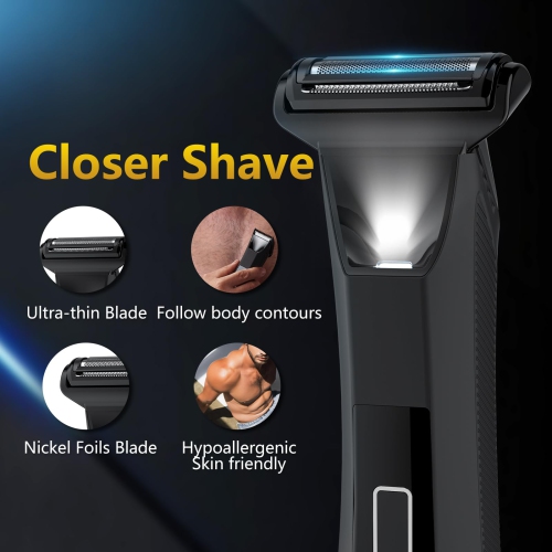 Men’s 3-in-1 Portable Hair Trimmer, Body Groomer with 3 Interchangeable Heads for Travel and Home