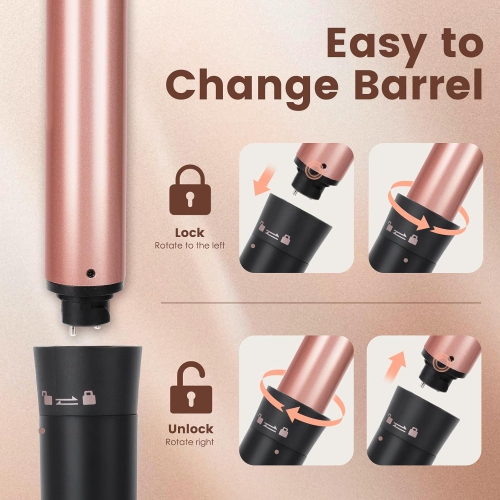 Ensemble de fer à friser 5 en 1 avec affichage de la température, ensemble de fer à friser avec 5 fers à friser en céramique, chauffage instantané,