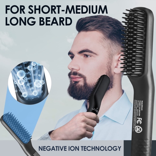 Men’s 3-in-1 Beard Straightener Comb, Grooming Tool Ideal for Birthday and Christmas Gifts