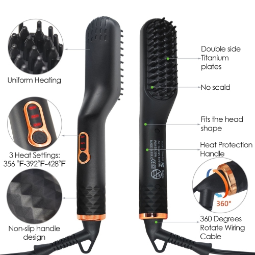 Men’s 3-in-1 Beard Straightener Comb, Grooming Tool Ideal for Birthday and Christmas Gifts