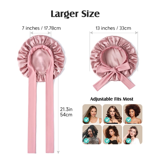 Women’s Double Layer Silk Sleep Cap, Non-Slip Elastic Headband for Curly, Short, and Long Hair