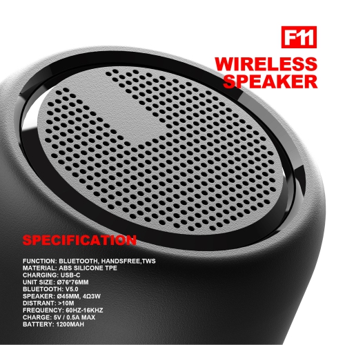 Bluetooth Speaker Outdoor Wireless TWS Mini Subwoofer Portable Speaker, Waterproof Bluetooth Speaker, True HiFi Sound - White