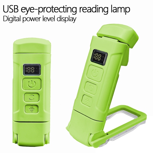 Eye protection LED charged display multifunctional reading book clip light, intelligent control night light, waterproof 9h continuous lighting - green