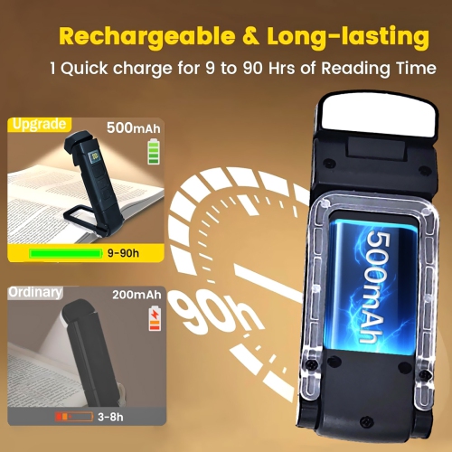 Eye protection LED charged display multifunctional reading book clip light, intelligent control night light, waterproof 9h continuous lighting -