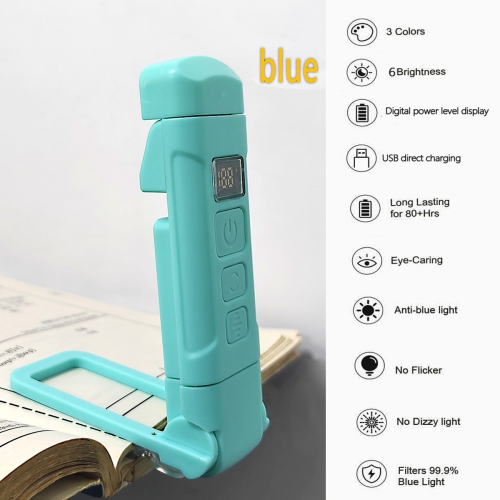 Eye protection LED charged display multifunctional reading book clip light, intelligent control night light, waterproof 9h continuous lighting -