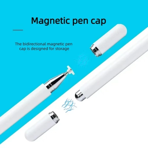 Stylo tactile capacitif magnétique à usage unique, stylet à écran tactile à disque transparent, stylet pour tablette pour téléphone cellulaire - blanc
