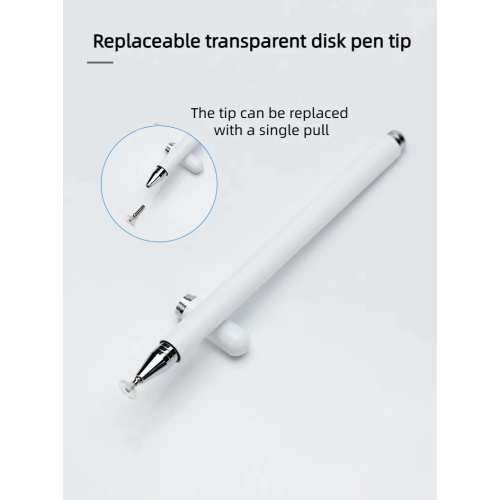Stylo tactile capacitif magnétique à usage unique, stylet à écran tactile à disque transparent, stylet pour tablette pour téléphone cellulaire - blanc