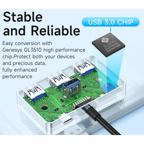 USB 3.0 high-speed hub hub one to four 4-port laptop hard drive expansion dock USB splitter - 0.5 meters 4-port USB 3.0 square hub US014 black