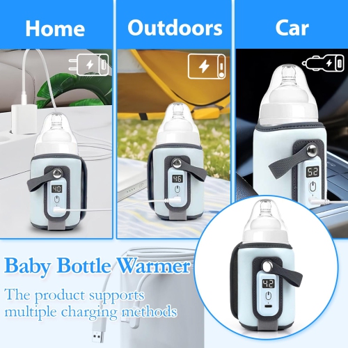 Chauffe-biberon, contenant chauffant pour lait bébé à 5 températures, chauffe-biberon USB portatif avec écran LED idéal pour la maison et les voyages