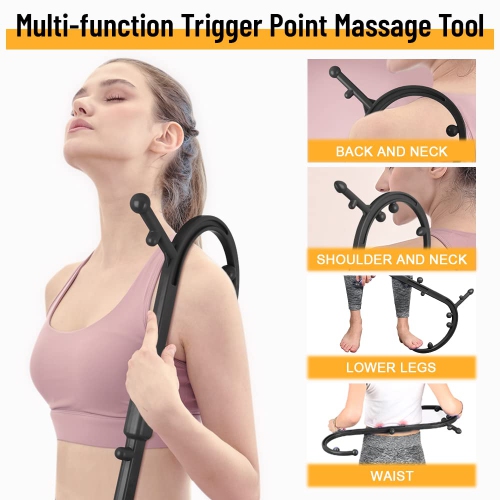 Trigger Point Massager for Neck and Back, Handheld Manual Self Massage Tool, Lower Back and Shoulder Massager, Myofascial Release