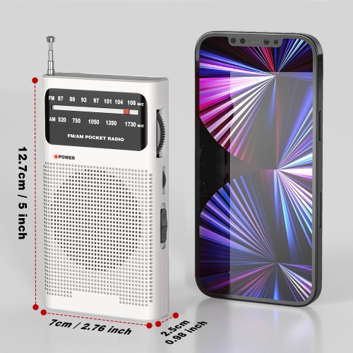 Seniors Full Band Radio Portable FM/AM Radio Mini Pocket Radio Pointer Knob Operated Radio with Speaker and Headphone Jack