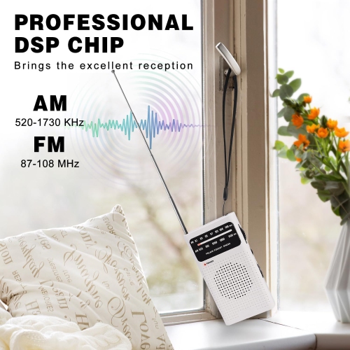 Seniors Full Band Radio Portable FM/AM Radio Mini Pocket Radio Pointer Knob Operated Radio with Speaker and Headphone Jack