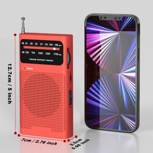 Seniors Full Band Radio Portable FM/AM Radio Mini Pocket Radio Pointer Knob Operated Radio with Speaker and Headphone Jack