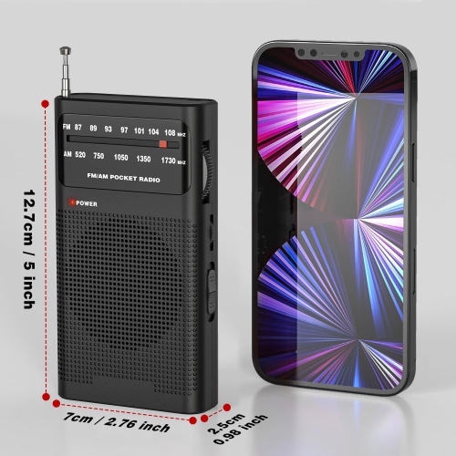 Seniors Full Band Radio Portable FM/AM Radio Mini Pocket Radio Pointer Knob Operated Radio with Speaker and Headphone Jack