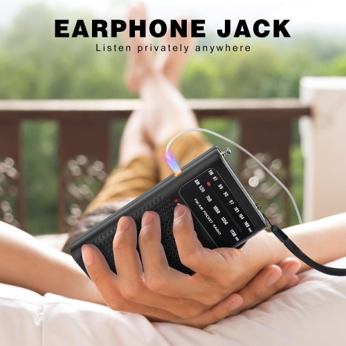 Seniors Full Band Radio Portable FM/AM Radio Mini Pocket Radio Pointer Knob Operated Radio with Speaker and Headphone Jack