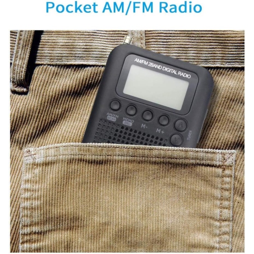 AM portatif ​​Radio FM de poche, mini radio stéréo personnelle avec syntonisation numérique, écouteurs, alarme et minuterie, idéal pour la marche, la