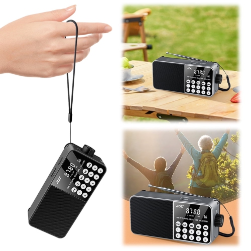 Digital key MP3 portable radio for the elderly, supports Bluetooth/TF card/U disk playback, FM frequency modulation, and has emergency lighting