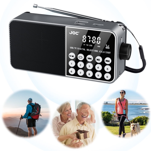 Digital key MP3 portable radio for the elderly, supports Bluetooth/TF card/U disk playback, FM frequency modulation, and has emergency lighting