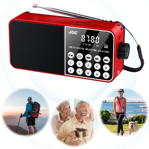Digital key MP3 portable radio for the elderly, supports Bluetooth/TF card/U disk playback, FM frequency modulation, and has emergency lighting