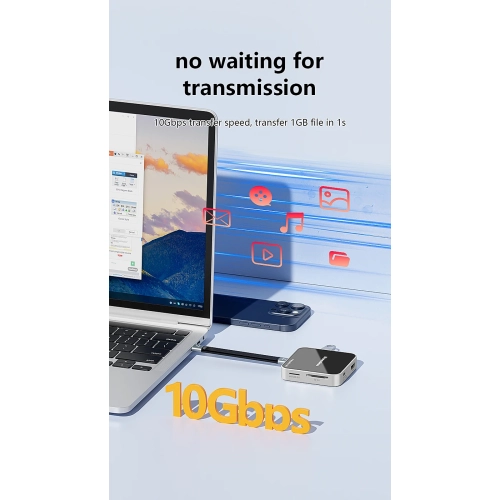 Magnetic 4K60Hz HD USB3.2 Hub PD Mobile Phone Notebook Magnetic Conversion Extender Type C USB Charging Hub Adapter Magnetic Multi-function Hub, 8 in