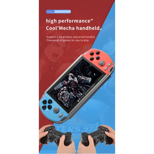 X7PLUS Double Game Console 5.1-inch large screen HD handheld game console GBA arcade retro game console, classic arcade retro game console-yellow