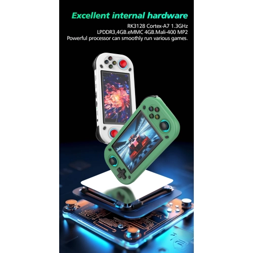 R43 Console de jeu portable écran HD 4,3 pouces Emuelec Emulator Retro Classic Video Player pour PSP/N64. Console de jeu portative Open Source -